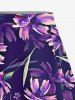 Tenue de plage hawaïenne assortie grande taille à imprimé fleurs et feuilles pour couples - Pourpre  
