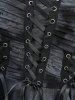 Gothic Plus Size Rose Flowers Print Grommets Lace-up Ruched Lace Trim Asymmetrical Tank Dress -  