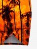 Plus Size Coconut Tree Ombre Sunset Dusk Print Hawaii Convertible Beach Cover Up -  