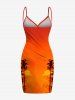 Plus Size Coconut Tree Ombre Sunset Dusk Print Hawaii Convertible Beach Cover Up -  