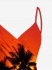 Plus Size Coconut Tree Ombre Sunset Dusk Print Hawaii Convertible Beach Cover Up -  
