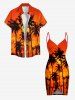 Plus Size Coconut Tree Ombre Sunset Dusk Print Hawaii Convertible Beach Cover Up -  