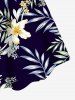 Robe débardeur trapèze hawaïenne grande taille à imprimé feuilles tropicales et fleurs d'hibiscus - Bleu profond S