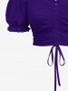 Plus Size Cinched Ruched Ruffles Cold Shoulder Cami Top -  