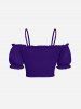 Plus Size Cinched Ruched Ruffles Cold Shoulder Cami Top -  