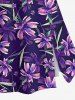 Jupe hawaïenne fendue à imprimé fleurs et feuilles grande taille - Noir 4X