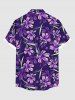 Chemise hawaïenne grande taille à imprimé fleurs et feuilles, avec poches et boutons, pour homme - Pourpre  3XL