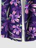 Chemise hawaïenne grande taille à imprimé fleurs et feuilles, avec poches et boutons, pour homme - Pourpre  3XL
