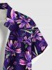 Chemise hawaïenne grande taille à imprimé fleurs et feuilles, avec poches et boutons, pour homme - Pourpre  3XL