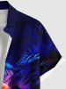 Plus Size Coconut Tree Moon Neon Glitter 3D Print Buttons Pocket Hawaii Shirt For Men -  