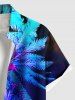 Chemise hawaïenne grande taille à imprimé 3D de cocotiers et paillettes fluo pour homme - Pourpre  L