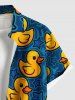 Plus Size Ducks Stars Print Buttons Pocket Hawaii Shirt For Men -  