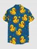 Plus Size Ducks Stars Print Buttons Pocket Hawaii Shirt For Men -  