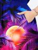 Plus Size Coconut Tree Moon Neon Glitter 3D Print Split Hawaii Midi Dress -  