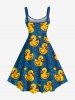 Plus Size Ducks Stars Print Hawaii Tank Dress -  