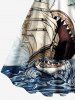 Plus Size Shark Sea Waves Sailboat Print Hawaii Cruise A Line Tank Dress -  