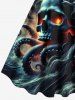 Plus Size Glitter Skull Octopus Cloud Print Halloween A Line Tank Dress -  