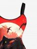 Plus Size Dinosaur Moon Galaxy Print Halloween A Line Tank Dress -  