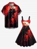 Plus Size Dinosaur Moon Galaxy Print Halloween A Line Tank Dress -  