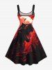 Plus Size Dinosaur Moon Galaxy Print Halloween A Line Tank Dress -  