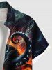 Chemise à boutons et poches pour homme, grande taille, motif crâne, poulpe, nuage, paillettes, Halloween - Vert profond 5XL