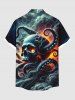 Chemise à boutons et poches pour homme, grande taille, motif crâne, poulpe, nuage, paillettes, Halloween - Vert profond 5XL