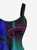 Robe débardeur grande taille à imprimé dinosaure OVNI ombré aurore boréale hawaïenne trapèze - Noir L
