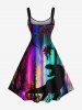 Robe débardeur grande taille à imprimé dinosaure OVNI ombré aurore boréale hawaïenne trapèze - Noir L