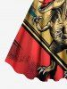 Robe débardeur trapèze grande taille à imprimé patchwork de dinosaures - Deep Yellow XXS