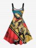 Plus Size Dinosaur Colorblock Patchwork Print A Line Tank Dress -  