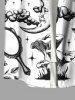 Plus Size Sun Moon Cloud Flower Mushroom Skull Snake Print Halloween Button Pocket Shirt For Men -  