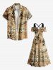 Plus Size Ombre Vintage Flower Music Symbol Print Cold Shoulder Crisscross A Line Maxi Dress -  