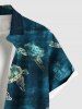 Plus Size Turtle Ombre Sea Print Hawaii Sea Creatures Button Pocket Shirt For Men -  