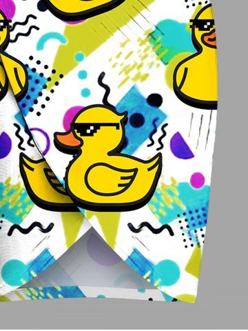 Sungalsses Rock Ducks Geometric Pattern Print Plus Size Matching Hawaii Beach Outfit For Couples