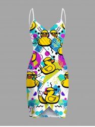 Plus Size Ducks Geometric Pattern Colorblock Print Convertible Hawaii Beach Cover -  