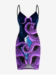 Plus Size Octopus Sea Waves Print Hawaii Convertible Beach Cover Up -  