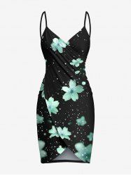 Plus Size Ombre Flower Petal Galaxy Print Hawaii Convertible Beach Cover Up -  