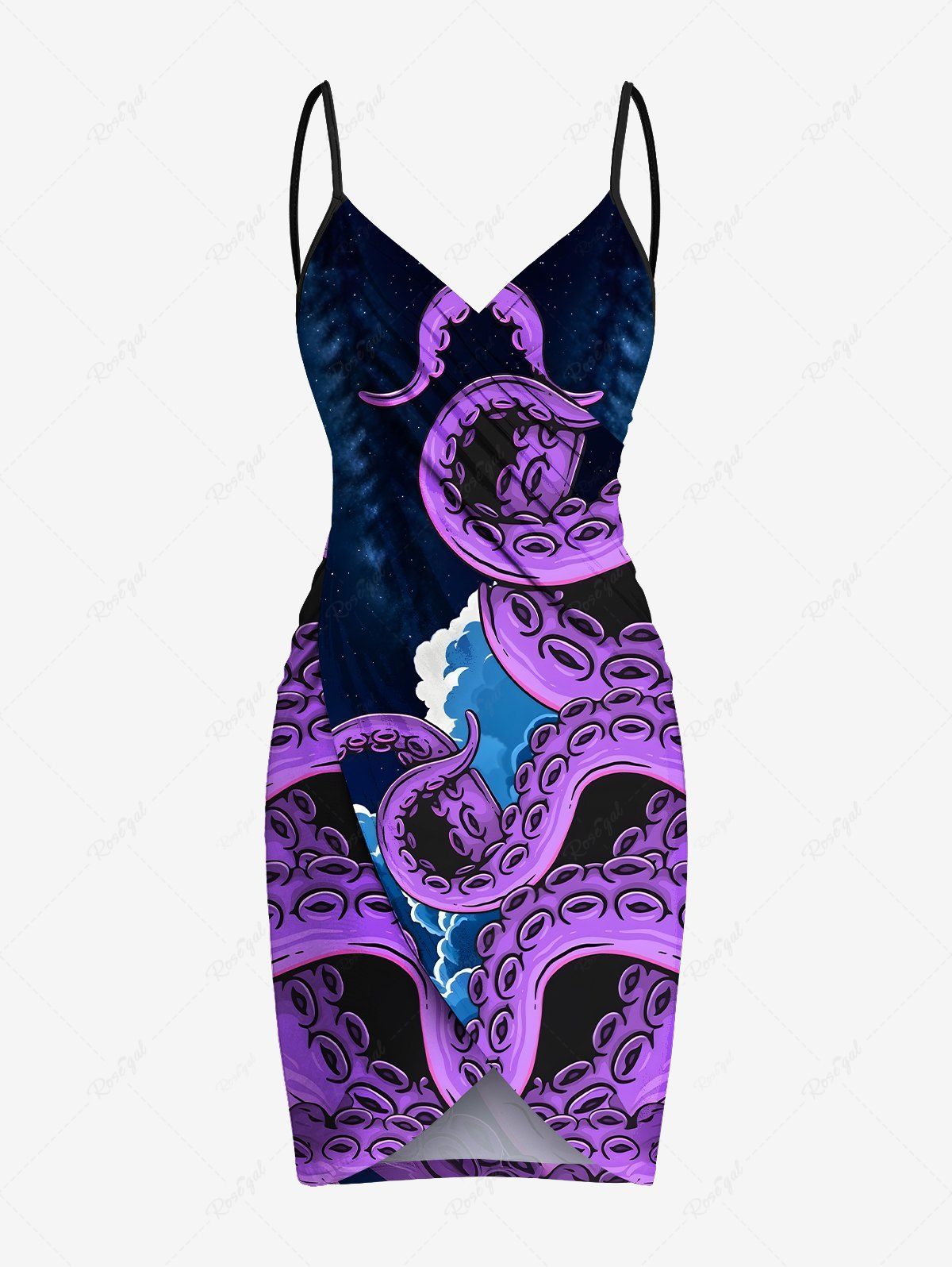 Outfits Plus Size Octopus Sea Waves Print Hawaii Convertible Beach Cover Up  