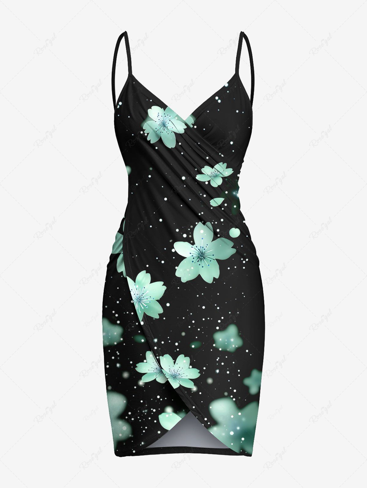 Outfits Plus Size Ombre Flower Petal Galaxy Print Hawaii Convertible Beach Cover Up  