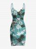 Tenue de plage hawaïenne assortie grande taille, motif cocotier, feuilles tropicales, fleurs d'hibiscus, pour couples - Vert 
