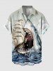 Tenue de plage assortie grande taille à imprimé requin, vagues et voilier, pour croisière hawaïenne, pour couples - Gris Clair 