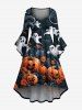 Tenue assortie grande taille pour couples, imprimé citrouille fantôme et fleurs, pour Halloween - Noir 