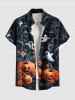 Tenue assortie grande taille pour couples, imprimé citrouille fantôme et fleurs, pour Halloween - Noir 