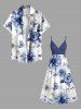 Flowers Print Plus Size Matching Hawaii Beach Outfit For Couples -  