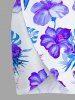 Tenue de plage hawaïenne assortie grande taille à imprimé feuilles tropicales et fleurs d'hibiscus pour couples - Blanc 