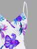 Tenue de plage hawaïenne assortie grande taille à imprimé feuilles tropicales et fleurs d'hibiscus pour couples - Blanc 