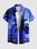 Coconut Tree Boat Seascape Cloud Print Plus Size Matching Hawaii Beach Outfit For Couples -  