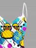 Plus Size Ducks Geometric Pattern Colorblock Print Convertible Hawaii Beach Cover -  