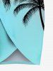 Plus Size Coconut Tree Ombre Colorblock Print Convertible Hawaii Beach Cover -  