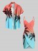 Plus Size Coconut Tree Ombre Colorblock Print Convertible Hawaii Beach Cover -  